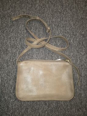 Greenish Taupe Leather Crossbody Bag - Women's Shoulder Bag